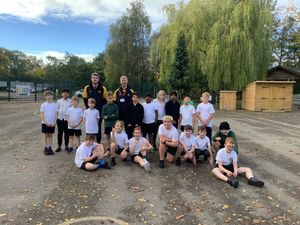 Supporting image for story: Football visit strengthens community spirit in Rushall as school pupils are wowed