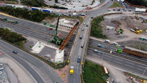 The first beams were lowered into place on Saturday