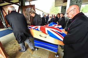 Members of the Royal British Legion at Gornal Wood Crematorium, during the funeral of Burma veteran Walter Carr