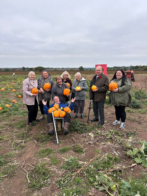Residents and colleagues from HC-One’s Littleton Lodge Care Home pumpkin picking at Lower Drayton Farm