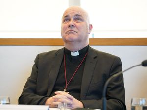 The Archbishop of York Stephen Cottrell looking to the ceiling