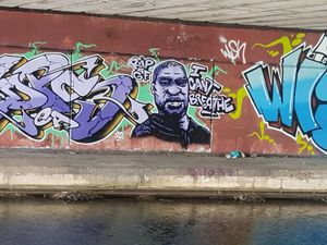 Supporting image for story: George Floyd mural created marking Black Lives Matter campaign