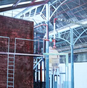 'Iron Edifice'
Oil paint on canvas, based on the Ironworks at the Blists Hill Museum, Ironbridge