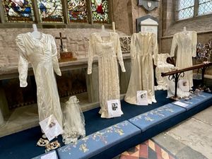 Supporting image for story: Vintage wedding dresses on display at Shropshire church