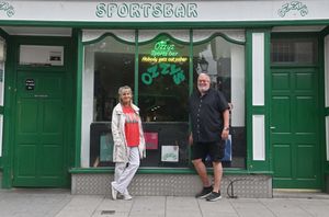 Ozzy's Sports Bar in Newport, once owned by Ozzy Osbourne and his wife. Pictured: Owner, James Aspray and Alison Edwards, from Horton, who worked at the bar when she was 18