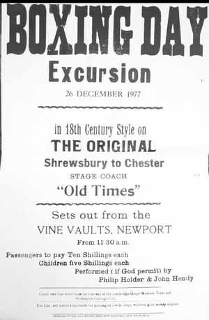 A poster for a Boxing Day excursion in 1977 on Old Times, setting out from the Vine Vaults in Newport.