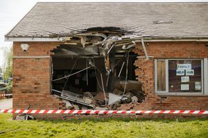 Severe damage to a wall at Ludlow Youth Centre after it was hit by a lorry in the early hours of Monday. Photo: Jamie Ricketts