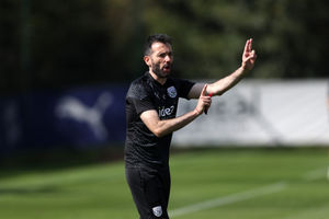 Carlos Corberan gives orders to his players (Photo by Adam Fradgley/West Bromwich Albion FC via Getty Images).