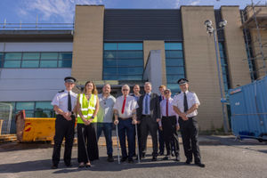 Police outside what will become the new Dudley Police HQ at Castlegate