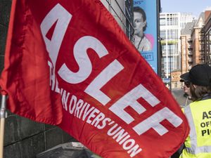 Members of the Aslef union on a picket line near to Leeds train station in 2023