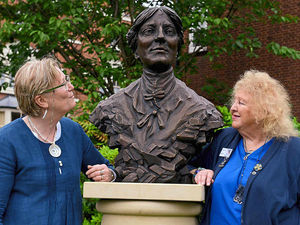 Supporting image for story: Watch: Mary Webb sculpture unveiled at Shrewsbury Library