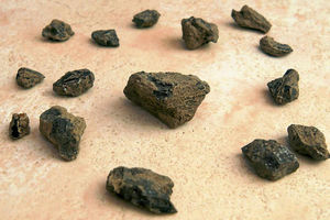 A close-up of some of the fragments