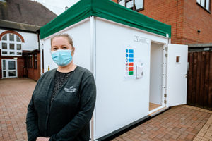 Wheatlands Care Home general manager Claire Brewer at the visiting pod