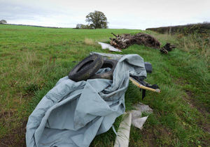 Just some of the rubbish dumped on land, off Bennetts Lane, Trescott
