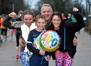 Final Park Run of the year at Telford Town Park..Ten year old Daniel Upton from Broseley, completed his 100th park run. He is pictured with mum Claire, dad Craig and sister Jessie, aged 13.
