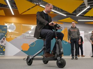 Supporting image for story: William jokes pioneering mobility scooter is not fast enough for him