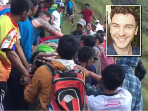 Supporting image for story: Hero firefighter leads rescue of volcano crater-fall woman 