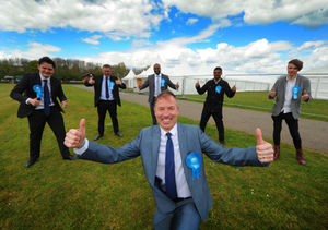 David Fisher, front, was celebrating the Conservatives making gains at the local elections in Sandwell but later stood down as group leader
