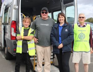 Rotarians David Morris, Fred McDonogh and Alun Humphreys with Radfield Home Care Manager Gem. Picture: Radfield Home Care