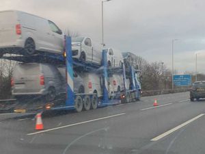 Supporting image for story: M6 lane still closed after 'complex' situation involving car transporter 