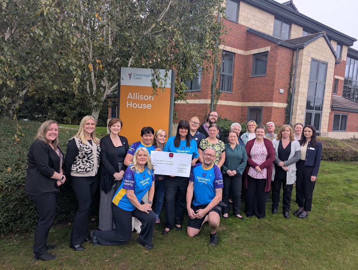 Coverage Care celebrates £11,600 raised for Alzheimer’s Society in honour of 30th anniversary