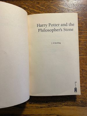 The title page mistakenly states the author’s name as J A Rowling instead of J K Rowling