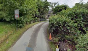 The old approach to Tafolwern Fawr Bridge near Llanbrynmair. A proposal to revoke the 18 tonne weight limit is set to be agreed. From Google Streetview