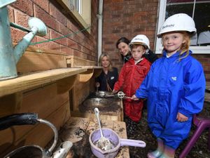 Supporting image for story: Shrewsbury primary school digs in to learning with new mud kitchen addition