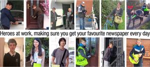 Boys, girls and a number of adults too. Our deliverers are out in all weathers to make sure you get your paper. Here are just a few of our dedicated team. Left to right: Sami Lewis, Oli Lewis, Harry Heard, Ralph Johnson, Amelie Hilditch, Jan Hilditch, Jack Hughes, Jasmine Ahluwalia , Theo Panter, Jamie Howells, Harrison Knight and Daniel Quinnell