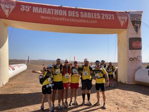 At the finish line of the Marathon des Sables