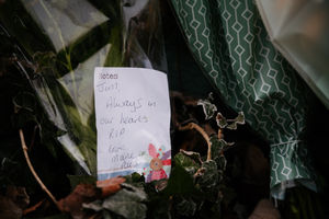 Tributes left to Jim Hussey at his stump along the Telford Park Run Route