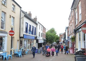 Looking down Bailey Street from the Bailey Head, where the market is currently held