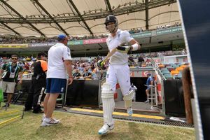 England's Kevin Pietersen takes to the field for his 100th test match
