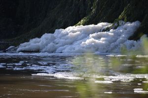 "Bubbling foam" seen near the weir in Shrewsbury. Picture: Up Sewage Creek
