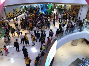 Crowds gathered for the historic event.