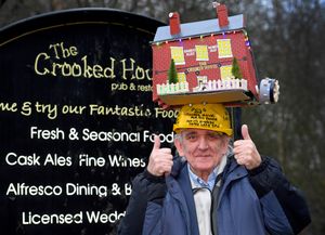 DUDLEY COPYRIGHT NATIONAL WORLD TIM THURSFIELD 12/01/25
Supporter Tony Jefferies and the Crooked House hat he made in support of re-building the demolished pub.
He is one of the 37,000 plus members of the Save the Crooked House (Let's get it Re-built) campaign.