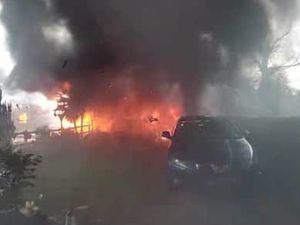 Supporting image for story: 'It was like a Hollywood movie': Ambulance bursts into flames after dropping off patient in Staffordshire