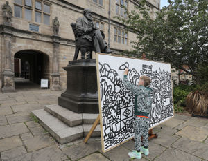 File photo of Joe Whale aka The Doodle Boy at Shrewsbury Town Library working on his masterpiece. Picture by Phil Blagg Photography.
PB128-2023