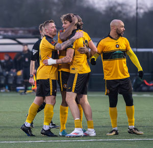 Celebrating Ben Wodskou’s equaliser (Pic: Jim Wall)