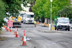 Road resurfacing work being carried out in Abbey Foregate, Shrewsbury. Photo: Shropshire Council