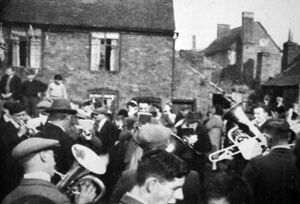 PICTURE FROM THE ARCHIVE: VE Day celebrations held in Jackfield, on May 8, 1945. This is an image that was owned by Jackfield historian Ron Miles. Ron helped set up the tables for this street party at Lloyds Head, with patriotic musical entertainment provided by members of the Jackfield Band. 