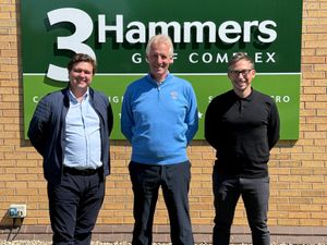 James Rogers (L) and Carl Tomlin (R) with previous owner of 3 Hammers, Ian Bonser