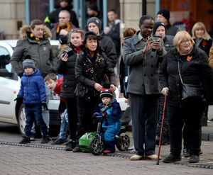 People gather for the parade through Wolverhampton