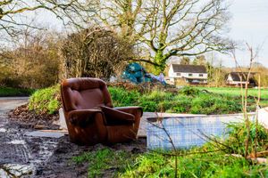 Old settees, tatty mattresses and plastic bags were strewn across the field