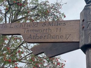 Supporting image for story: Regeneration work helps revive ancient Staffordshire Watling Street traffic sign