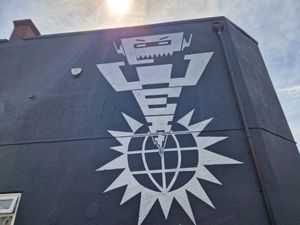 The distinctive artwork from Pop Will Eat Itself which can already be seen in the Victoria and Albert Museum in London and now in the band's home town of Stourbridge.