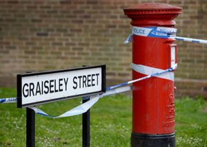 An area around Graisley Street is cordoned off by police. Photo: Tim Thursfield