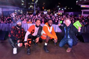 Three members of Rak Su were joined by Free Radio's Hursty