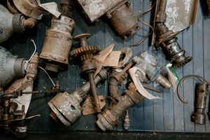 Components of the German Dornier bomber which have been painstakingly restored after it was pulled from the sea