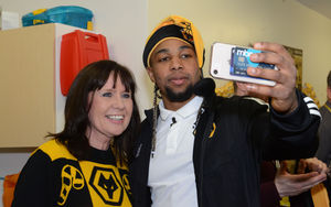 Adama Traore having a selfie with Gail Megal
